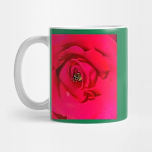 Bee peeping out of a rose Mug